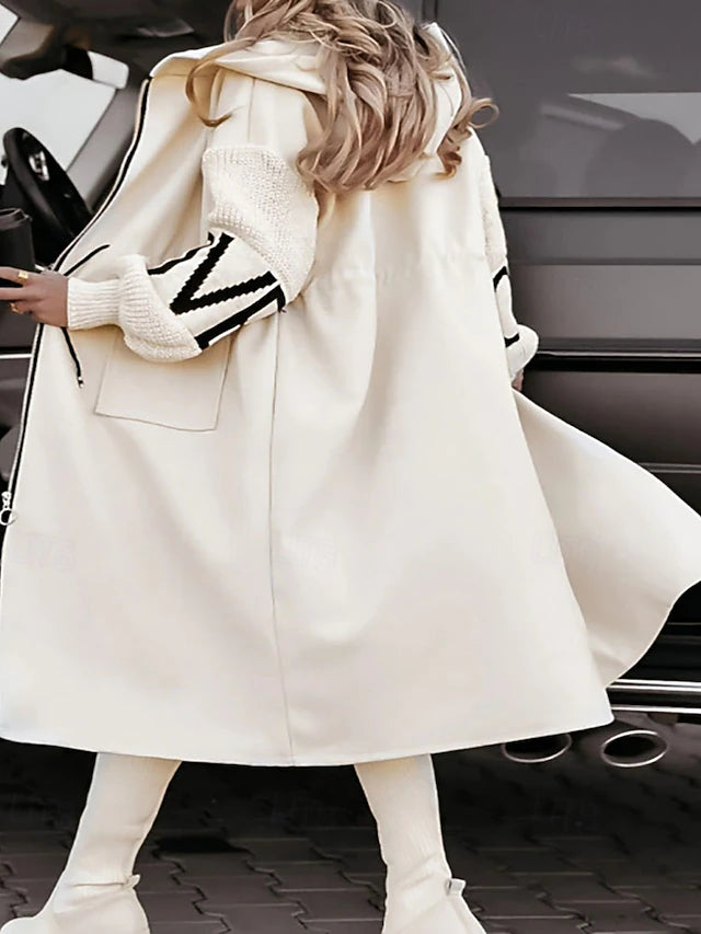 Cappotto invernale lungo con cappuccio